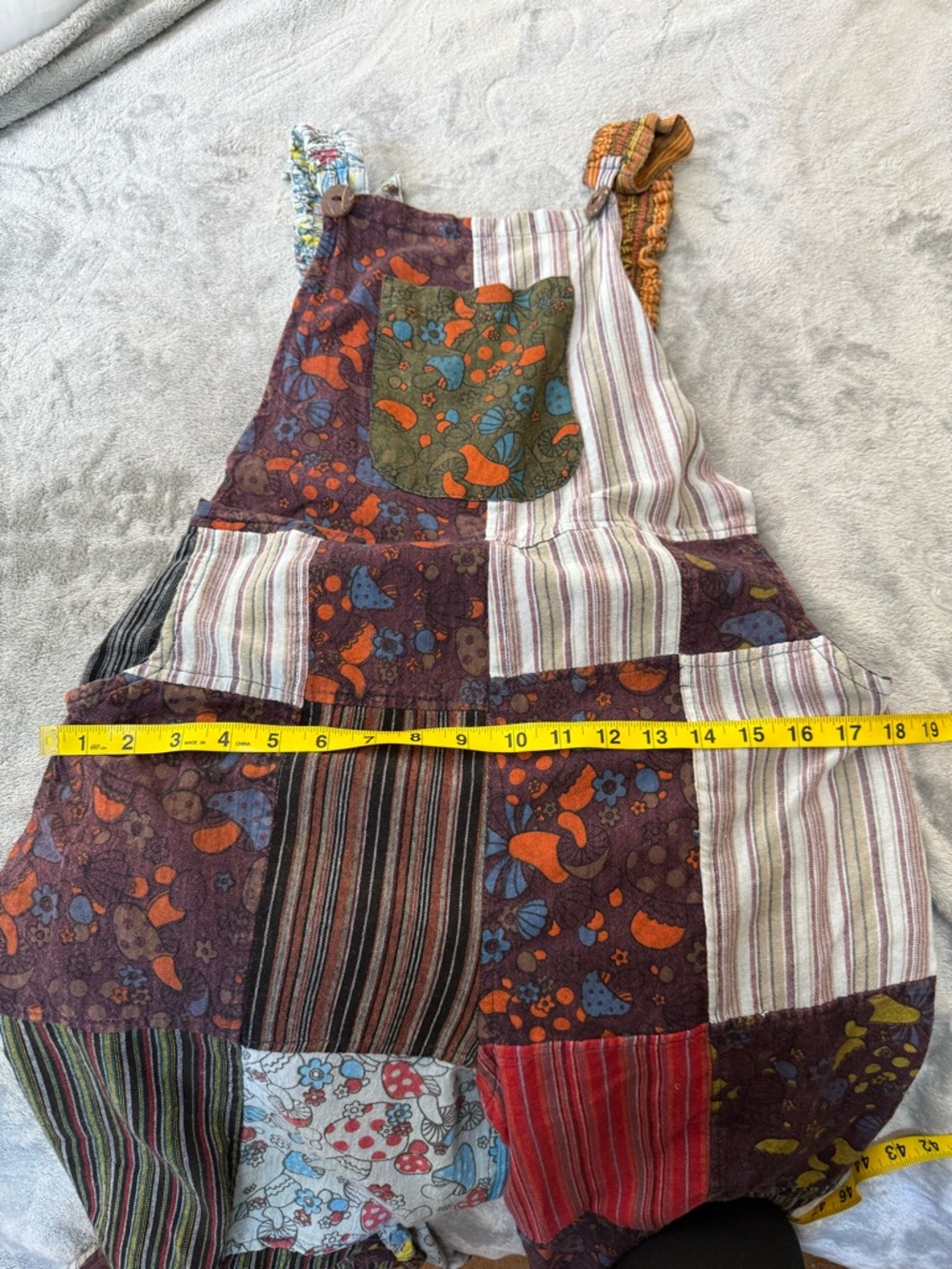 Kathmandu Imports Patchwork Jumpsuit Wide Leg One Size Artsy Hippie Cotton Overa - Picture 13 of 14